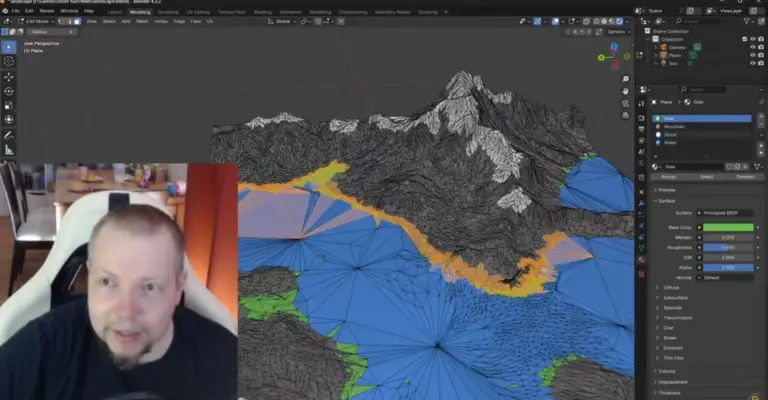 Low-Poly-Landschaft für ein kostenloses Browsergame, erstellt in Blender